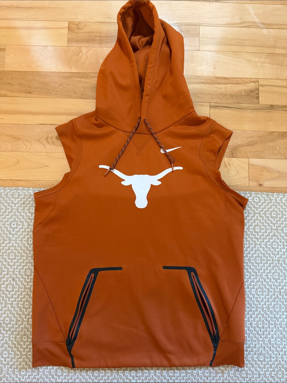 Nike Men's Burnt Orange Sleeveless Hoodie with Longhorn Logo